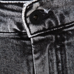 Pre Owned Off White Grey Logo Print Acid Washed Denim Skinny Jeans M