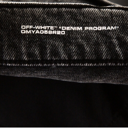 Pre Owned Off White Grey Logo Print Acid Washed Denim Skinny Jeans M