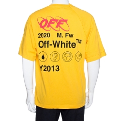Pre Owned Off-White Yellow Industrial Y013 Print Cotton Crew Neck T-Shirt L