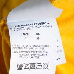 Pre Owned Off-White Yellow Industrial Y013 Print Cotton Crew Neck T-Shirt L