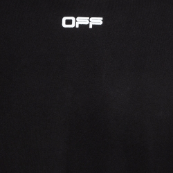 Pre Owned Off-White Black Airport Tape Printed Cotton Crew Neck Tshirt XXL