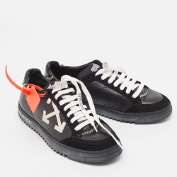 Pre Owned Off-White Leather and Suede 'Helvetica' Sneakers Size 40