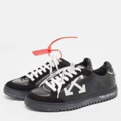 Pre Owned Off-White Leather and Suede 'Helvetica' Sneakers Size 40