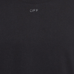 Pre Owned Off-White Black Logo Print Cotton T-Shirt M