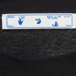 Pre Owned Off-White Black Logo Print Cotton T-Shirt M