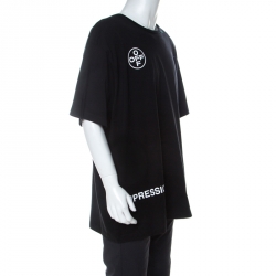 Pre Owned Off White Black Impressionism Print Cotton Crew Neck T-Shirt XL