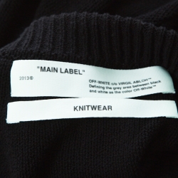 Pre Owned Off White Black Logo Intarsia Knit Cotton Distressed Jumper S