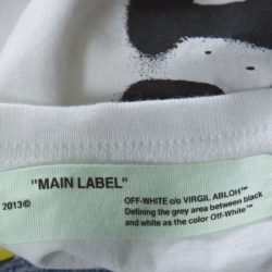 مملوكة مسبقًا Off White White Spray Stripes Cotton Crew Neck T-Shirt S