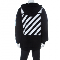 Pre Owned Off White Black Cotton Sleeve Patch Hoodie S 