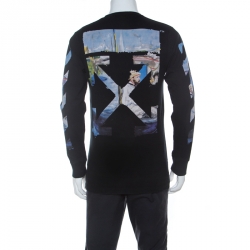 Pre Owned Off White Black Cotton Printed Impressionism Sweatshirt L