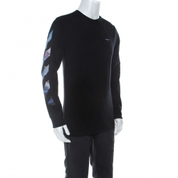 Pre Owned Off White Black Cotton Printed Impressionism Sweatshirt L