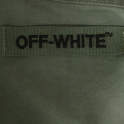 Off White Khaki Green Cotton Worn Out Look Patch Appliqué Field Jacket XS