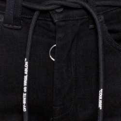 Pre Owned Off-White Black Reconstructed Denim Knit Panelled Jeans S