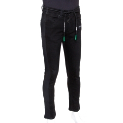 Pre Owned Off-White Black Reconstructed Denim Knit Panelled Jeans S