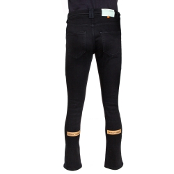 Pre Owned Off-White Black Reconstructed Denim Knit Panelled Jeans S