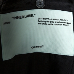 Off-White Black Wool Brushed Print Varsity Bomber Jacket XS