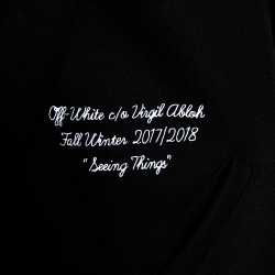 Off-White Black Wool Brushed Print Varsity Bomber Jacket XS