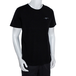 Pre Owned Off-White Black Cotton Arrow Logo Print T-Shirt M