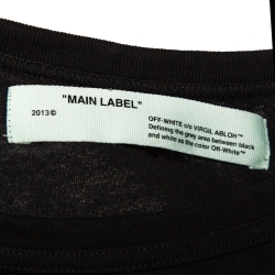 Pre Owned Off-White Black Cotton Firetape Print Round Neck T Shirt S