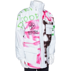 Pre Owned Off White White Gore-Tex Spray Paint Logo Detail Ski Jacket S