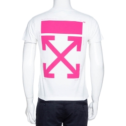 Pre Owned Off-White White Bart Print Cotton Crew Neck T-Shirt S