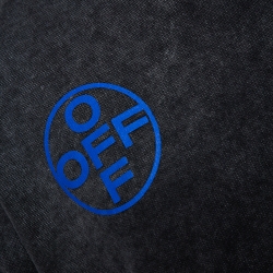 Pre Owned Off-White Grey Hardcore Caravaggio Logo Print Faded Cotton Sweatshirt M