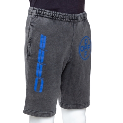 Pre Owned Off-White Black Hardcore Caravaggio Print Faded Cotton Shorts M