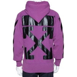Pre Owned Off White x Champion Purple Knit Logo Detail Hoodie M