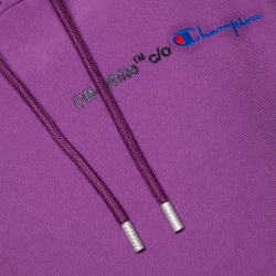 Pre Owned Off White x Champion Purple Knit Logo Detail Hoodie M