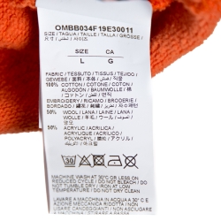 Pre Owned Off-White Orange Cotton Arrow Embroidered Hoodie L
