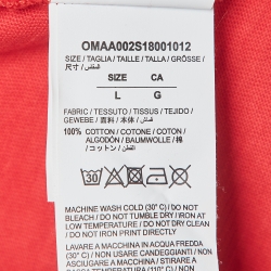 Off-White Red Mona Lisa Print Cotton Half Sleeve T-Shirt L