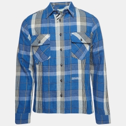 Blue Checked Linen-Blend Shirt