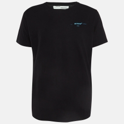 Pre Owned Off-White Black Back Logo Print Cotton T-Shirt L