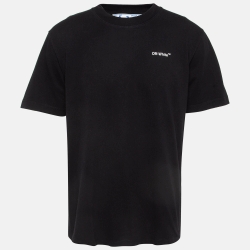 Pre Owned Off-White Black Logo Print Cotton T-Shirt XL