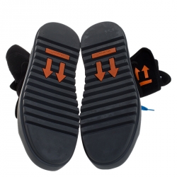 Off-White Black Knit Fabric Moto Wrap Sneakers Size 42