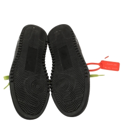 Pre Owned OFF-WHITE Black/Neon Leather And Suede Vulcanized Low Top Sneakers Size 43