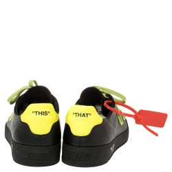 Pre Owned OFF-WHITE Black/Neon Leather And Suede Vulcanized Low Top Sneakers Size 43