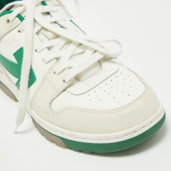 Off-White Cream/Green Leather Out Of Office Low Top Sneakers Size 45