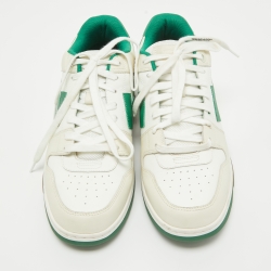 Off-White Cream/Green Leather Out Of Office Low Top Sneakers Size 45
