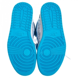 Pre Owned حذاء رياضي نايكي x أوف وايت اير غوردون 1 ريترو مرتفع من أعلى جلد و شبك أزرق مقاس 41