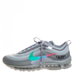 Pre Owned Nike x Off White Grey Rubber/Mesh Air Max 97 Low Top Sneakers Size 42