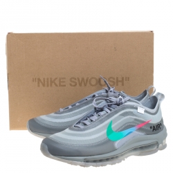 Pre Owned Nike x Off White Grey Rubber/Mesh Air Max 97 Low Top Sneakers Size 42