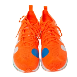 Pre Owned Nike X Off-White Orange Cotton Knit Zoom Fly Mercurial Sneakers Size 44.5