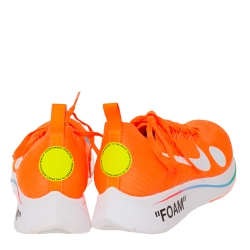 Pre Owned Nike X Off-White Orange Cotton Knit Zoom Fly Mercurial Sneakers Size 44.5