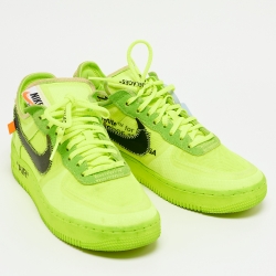 Pre Owned Off White x Nike Green Mesh And Suede Air Force 1 Volt Sneakers Size 40