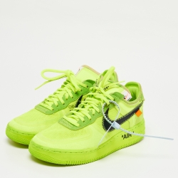 Pre Owned Off White x Nike Green Mesh And Suede Air Force 1 Volt Sneakers Size 40