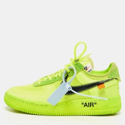 Pre Owned Off White x Nike Green Mesh And Suede Air Force 1 Volt Sneakers Size 40