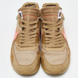 Pre Owned Off-White x Nike Beige Fabric and Suede Air Max 90 Desert Ore Sneakers Size 43