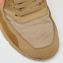 Pre Owned Off-White x Nike Beige Fabric and Suede Air Max 90 Desert Ore Sneakers Size 43