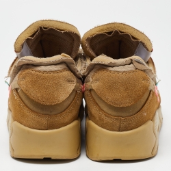 Pre Owned Off-White x Nike Beige Fabric and Suede Air Max 90 Desert Ore Sneakers Size 43